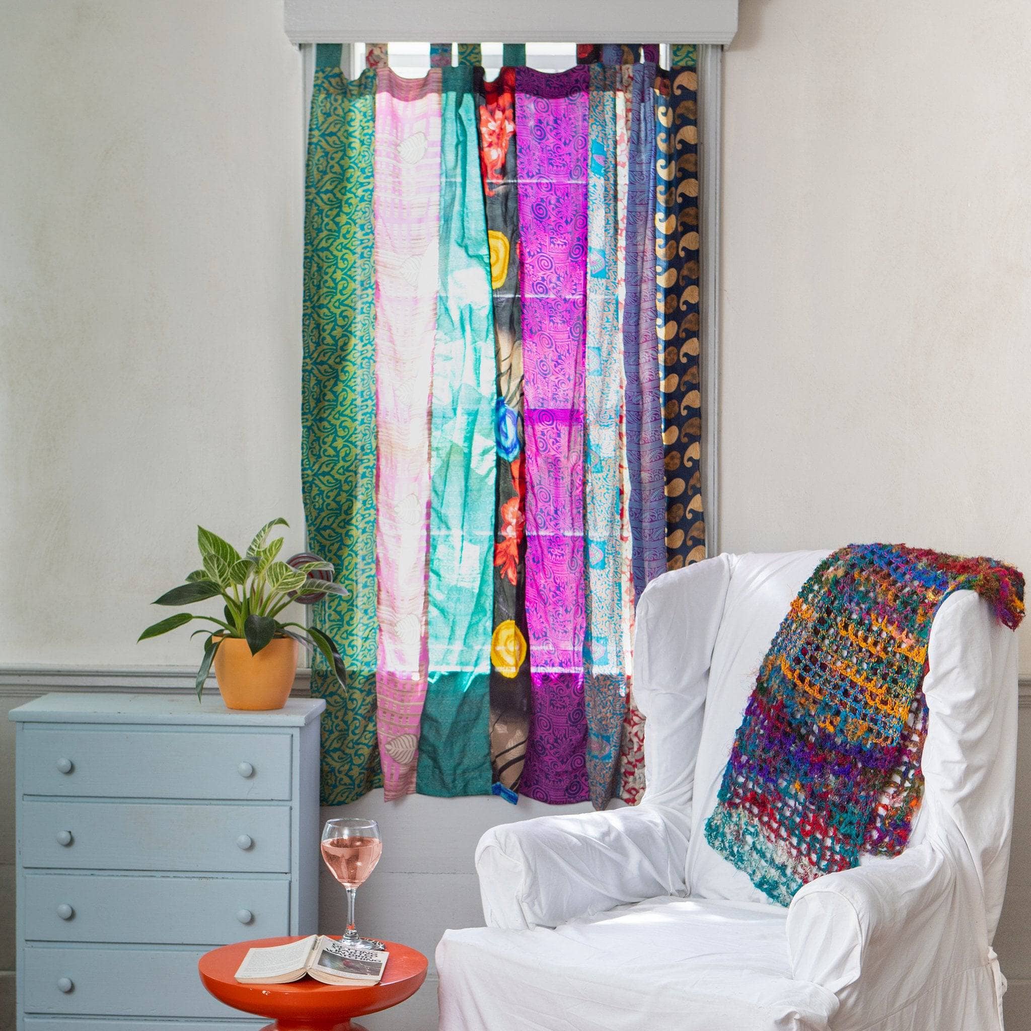 Rainbow Oasis Drapes – Upcycled Boho Curtains - thewrightstore