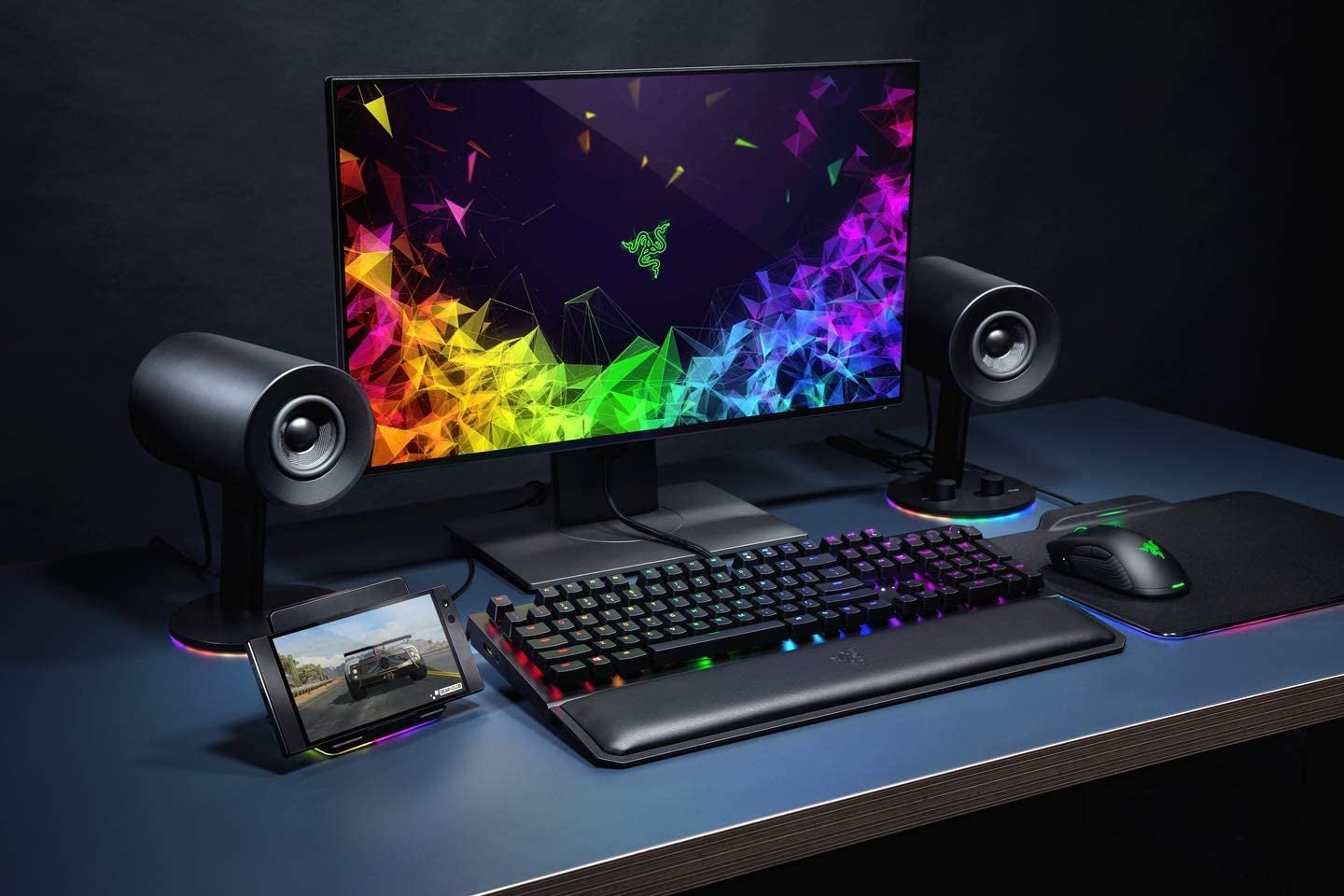 Razer Nommo Chroma 2.0 PC Gaming Speakers - Custom Woven 3" Glass Fiber Drivers, Rear-Facing Bass Ports, Bass Knob with Automatic Gain Control, Chroma Enabled, Black - thewrightstore
