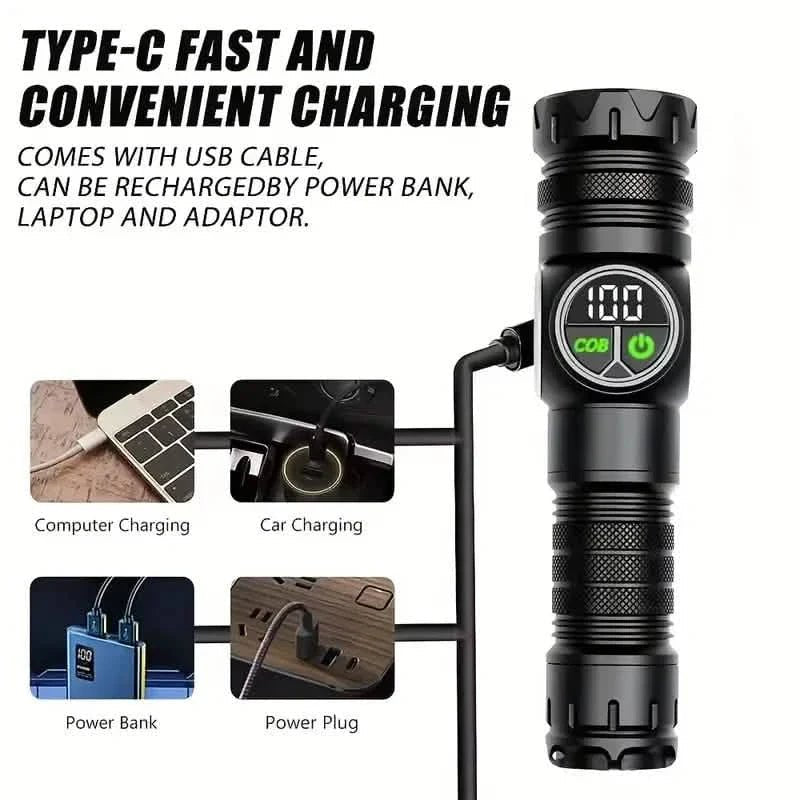 Rechargeable LED Flashlight with 5 Modes & Magnetic Base – Gift Box - thewrightstore