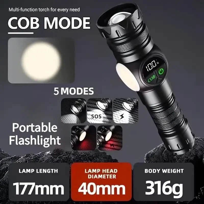 Rechargeable LED Flashlight with 5 Modes & Magnetic Base – Gift Box - thewrightstore