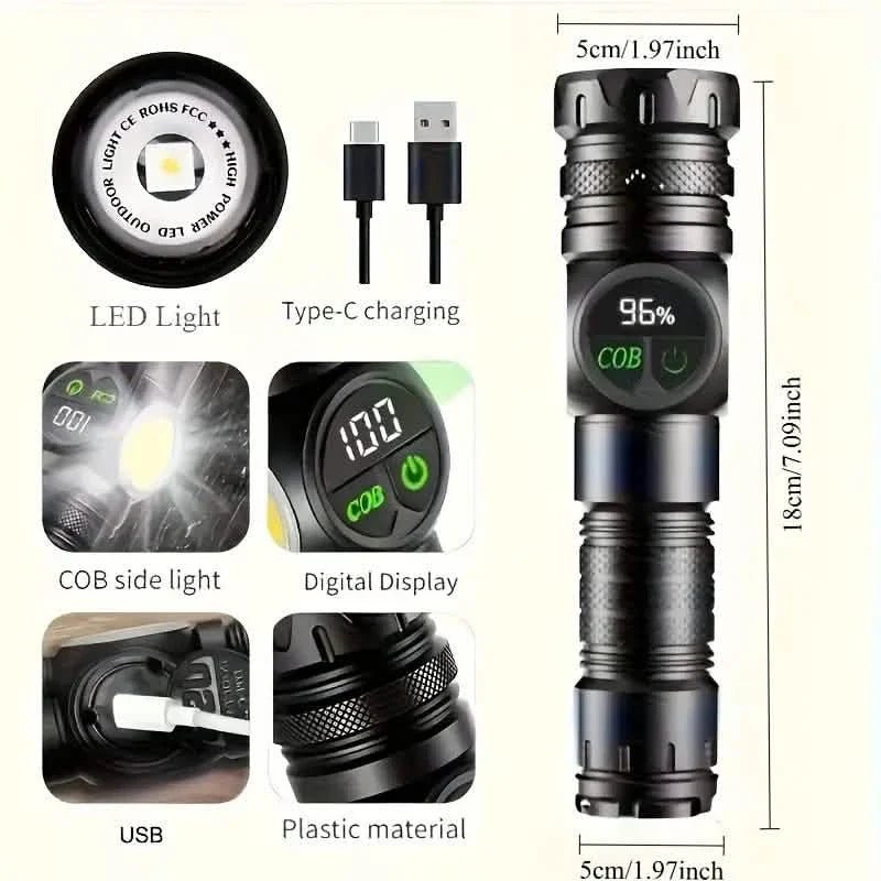 Rechargeable LED Flashlight with 5 Modes & Magnetic Base – Gift Box - thewrightstore