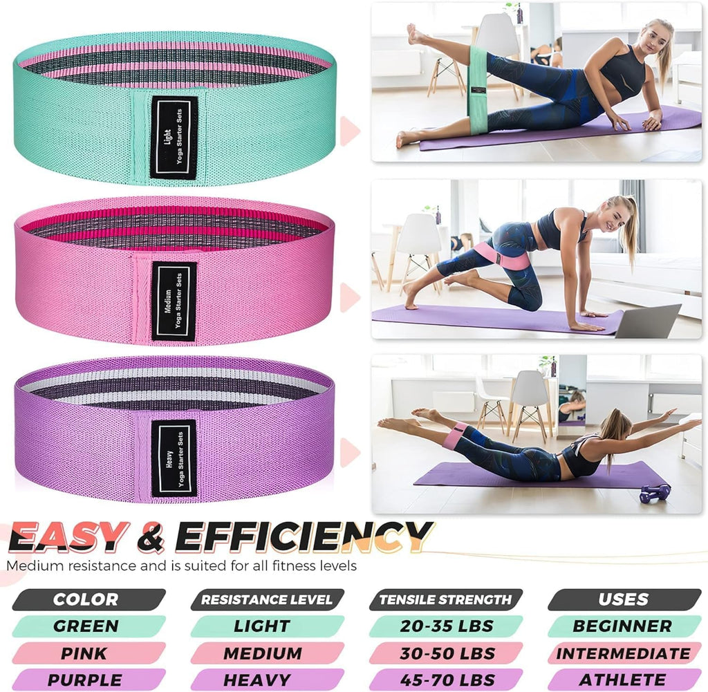 Renoj Professional Resistance Bands Set: 3 Fabric Loops for Pilates, Yoga, Home Gym, and Leg Training - Heavy, Medium, and Light Resistance for All Fitness Levels - thewrightstore