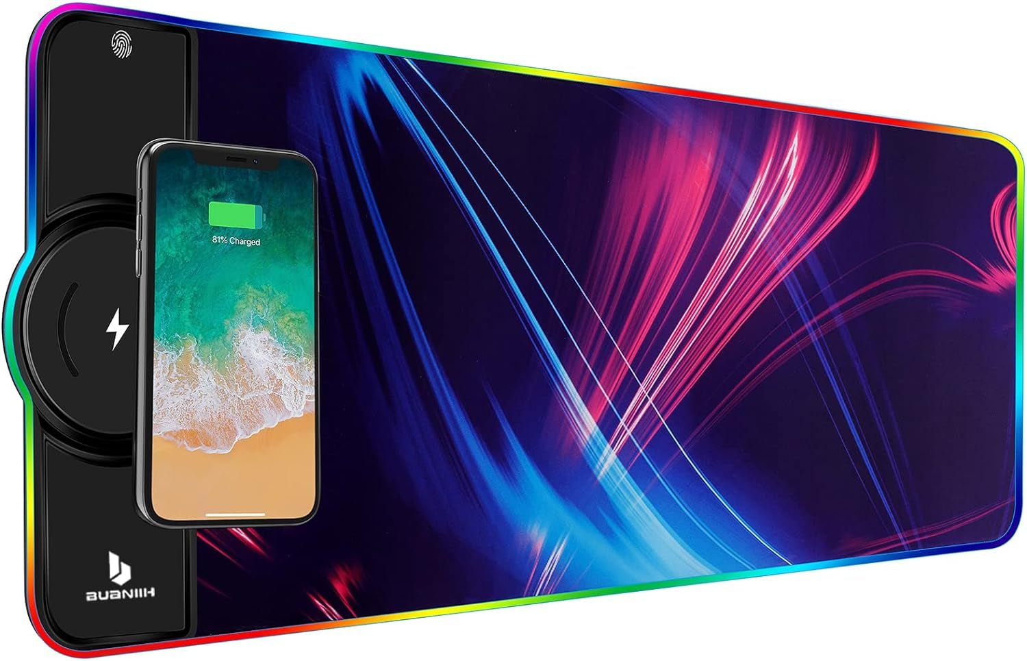 RGB Gaming Mouse Pad with 15W Wireless Charging, Extended Desk Mat 31.5 x 11.8 Inch, LED Mouse Pad with 10 Lighting Modes, Non - Slip Base for Keyboard, Mouse - thewrightstore