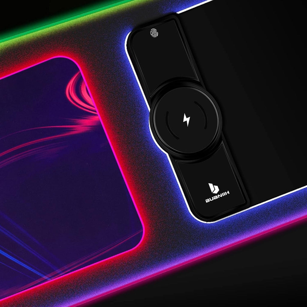 RGB Gaming Mouse Pad with 15W Wireless Charging, Extended Desk Mat 31.5 x 11.8 Inch, LED Mouse Pad with 10 Lighting Modes, Non - Slip Base for Keyboard, Mouse - thewrightstore