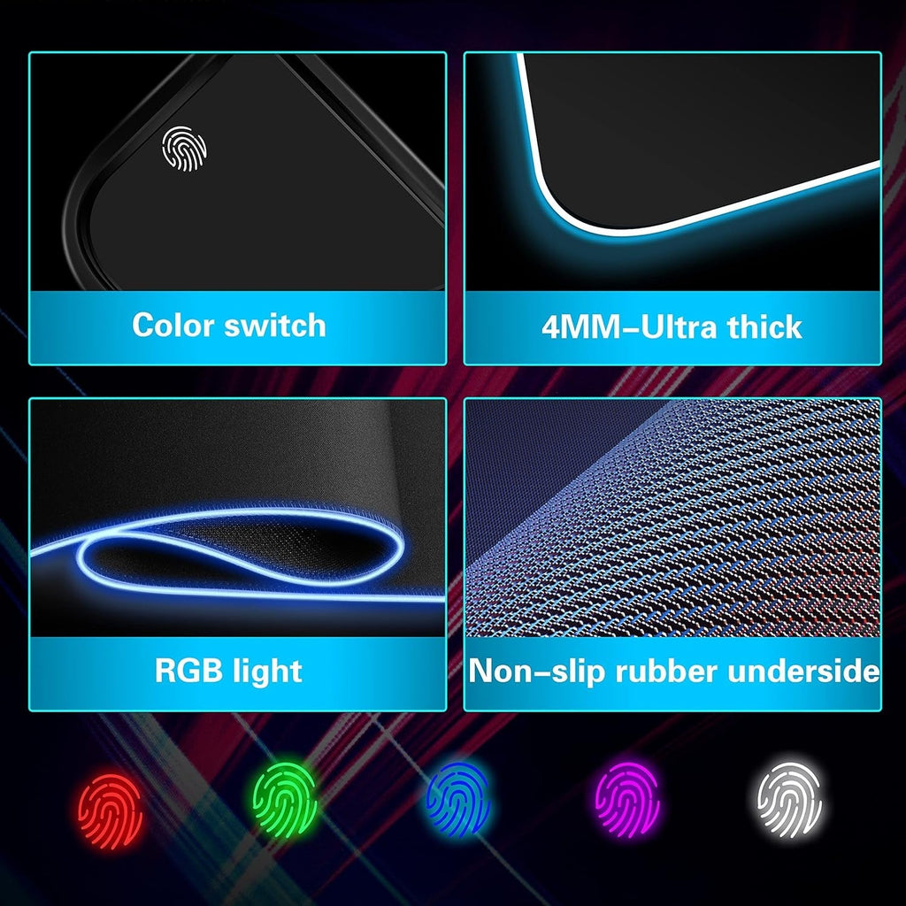 RGB Gaming Mouse Pad with 15W Wireless Charging, Extended Desk Mat 31.5 x 11.8 Inch, LED Mouse Pad with 10 Lighting Modes, Non - Slip Base for Keyboard, Mouse - thewrightstore