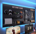 RGB Gaming Pegboard Wall Organizer with Metal Panels and Hooks, 12x24 Setup - thewrightstore