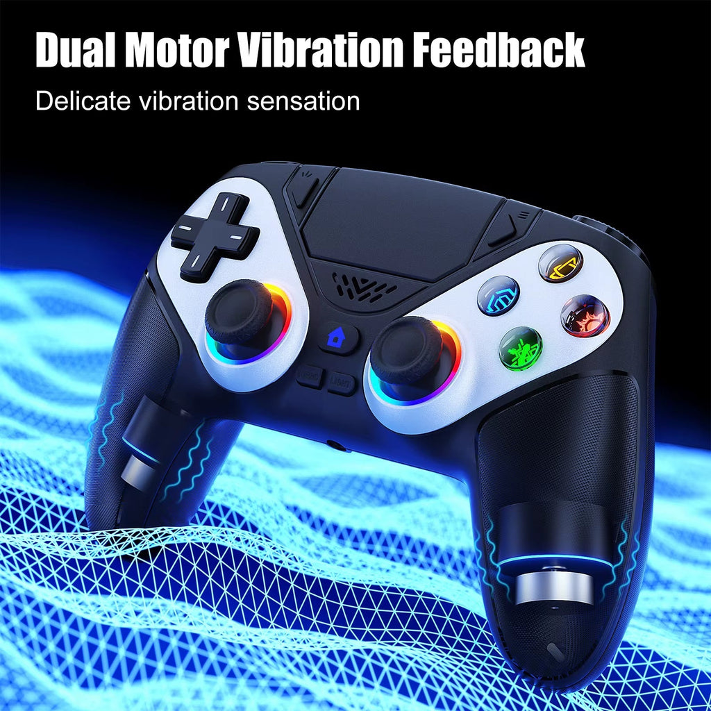 RGB Wireless Controller Compatible with PS5 and PC, Hall Effect Triggers, Programmable Buttons, Turbo Mode, Dual Vibration Gamepad - thewrightstore