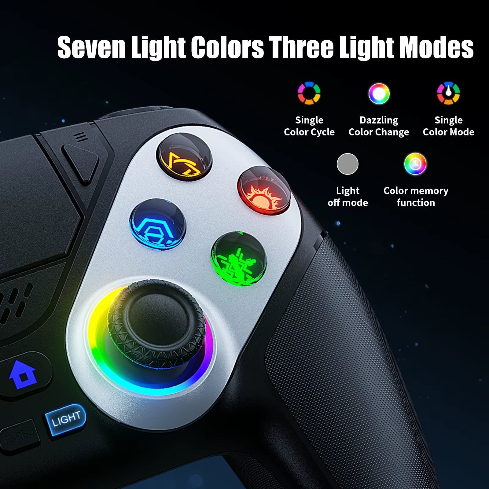 RGB Wireless Controller Compatible with PS5 and PC, Hall Effect Triggers, Programmable Buttons, Turbo Mode, Dual Vibration Gamepad - thewrightstore