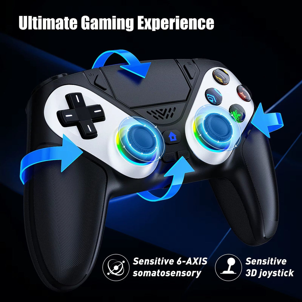 RGB Wireless Controller Compatible with PS5 and PC, Hall Effect Triggers, Programmable Buttons, Turbo Mode, Dual Vibration Gamepad - thewrightstore