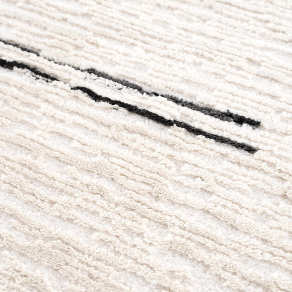 Riad Black Striped White Rug with Tassels - thewrightstore