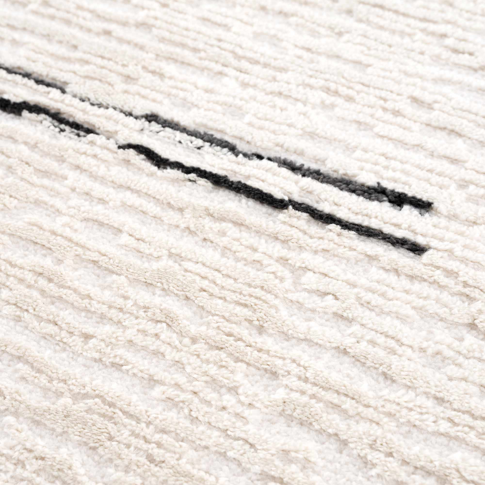Riad Black Striped White Rug with Tassels - thewrightstore