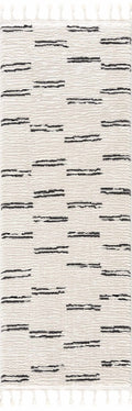 Riad Black Striped White Rug with Tassels - thewrightstore