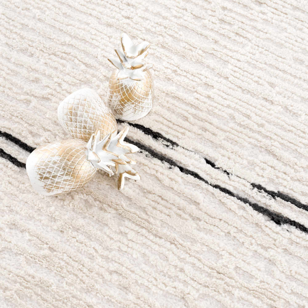 Riad Black Striped White Rug with Tassels - thewrightstore