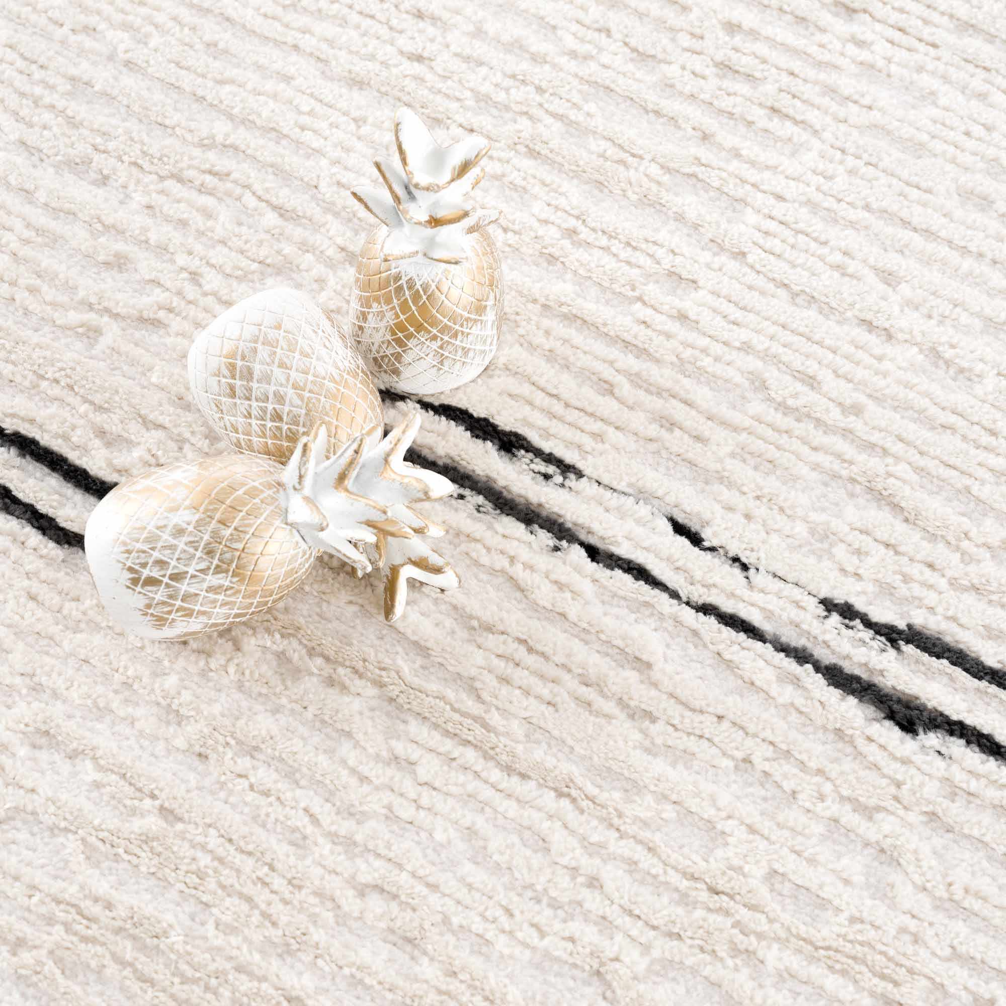 Riad Black Striped White Rug with Tassels - thewrightstore