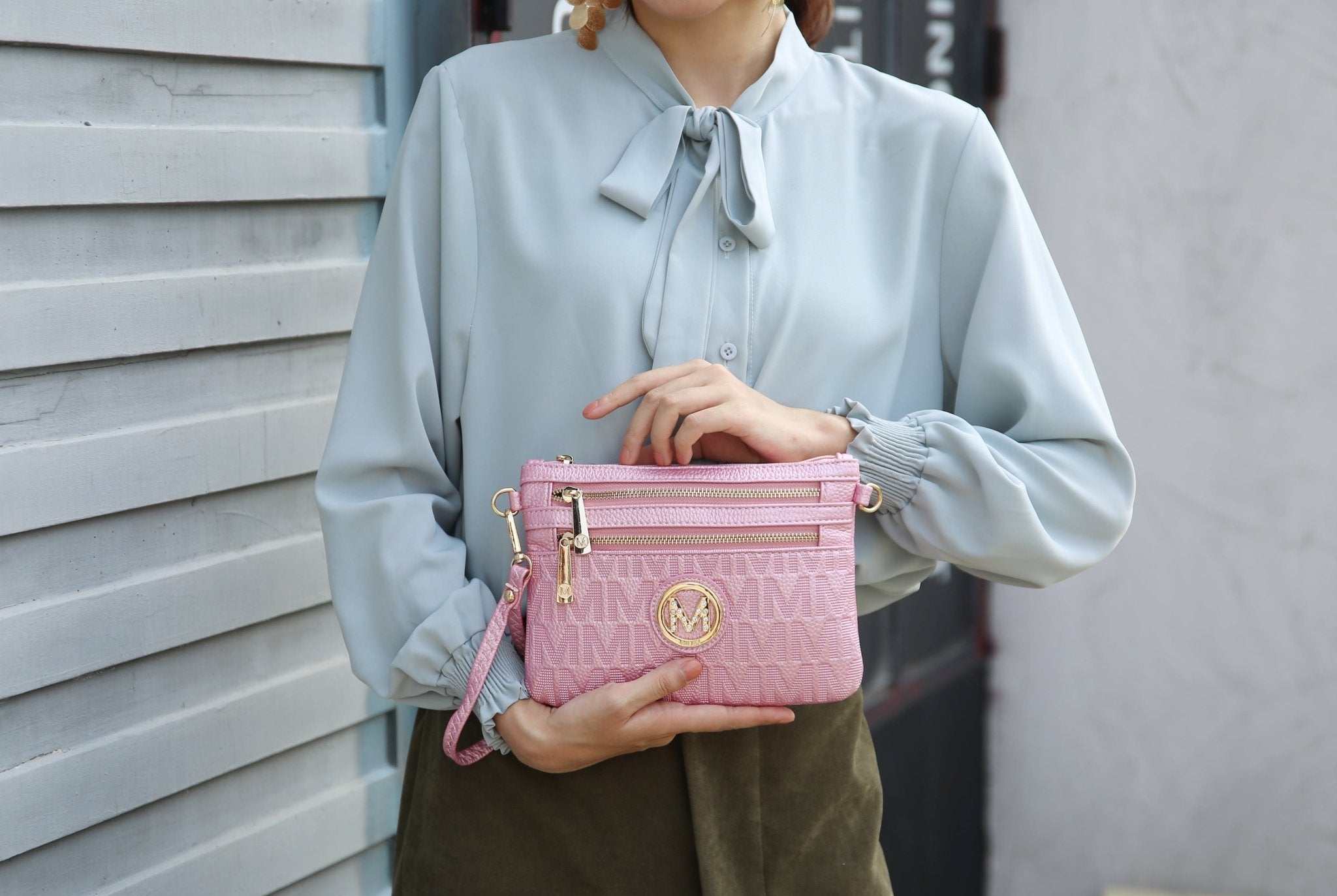 Roonie Signature Women'S Crossbody Bag, Vegan Leather Wristlet Purses and Handbag by Mia K - Black - thewrightstore