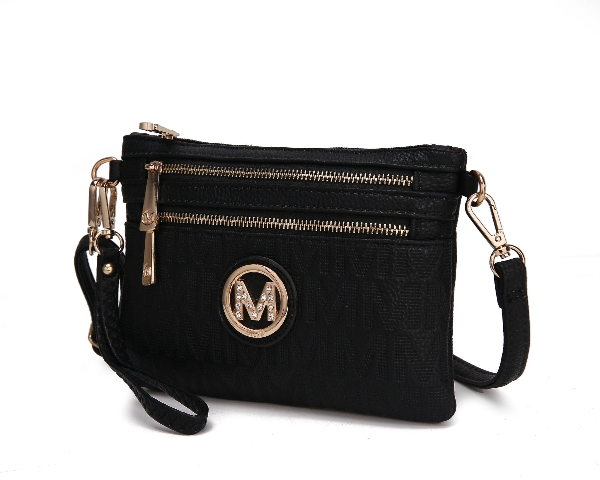 Roonie Signature Women'S Crossbody Bag, Vegan Leather Wristlet Purses and Handbag by Mia K - Black - thewrightstore