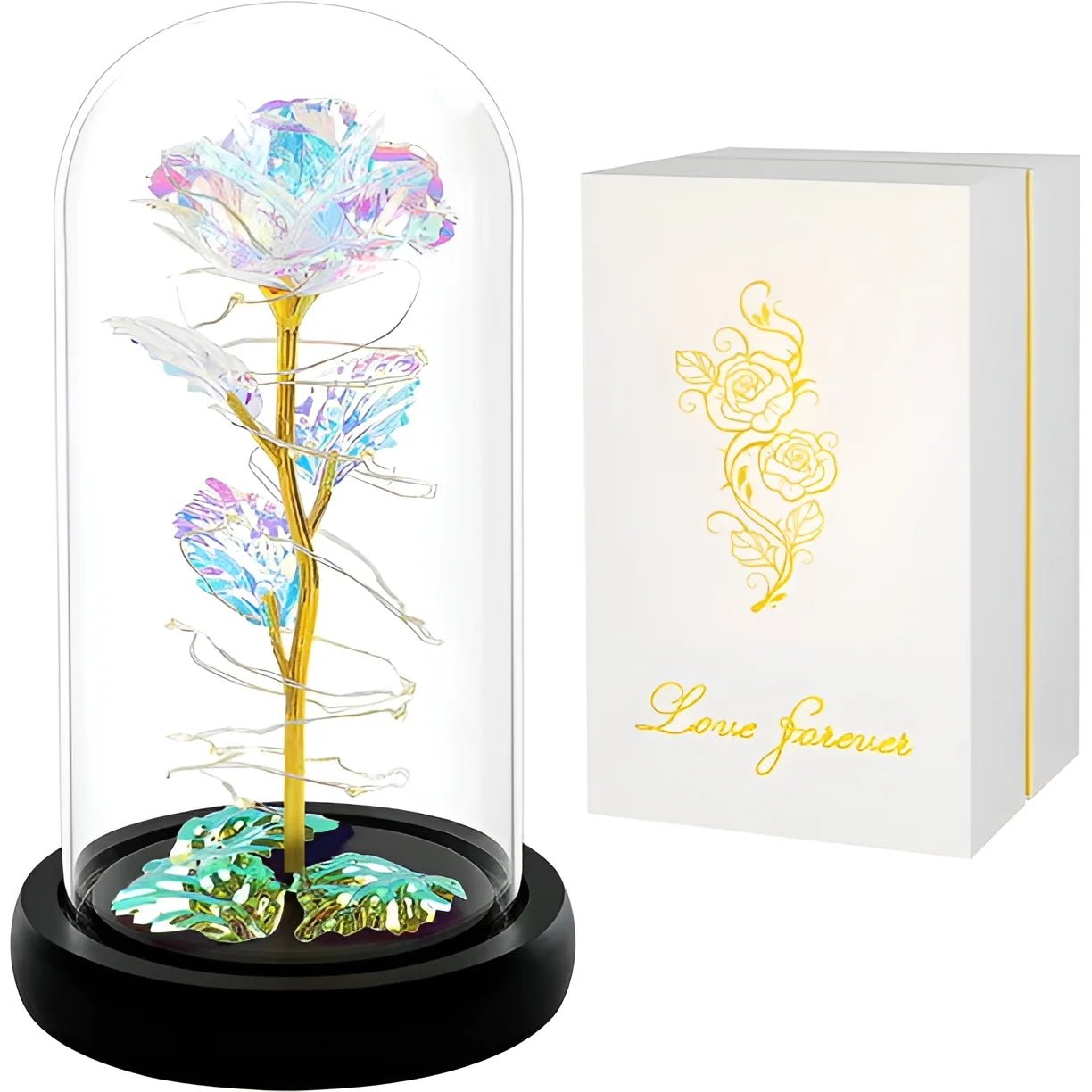 Roses Gifts for Women, Mom Birthday Gifts, Colorful Artificial Flower Rose Light Gift in a Glass Dome, Gifts for Daughter Women Mom Rose Gifts for Mothers Day, Valentines Day, Anniversary - thewrightstore