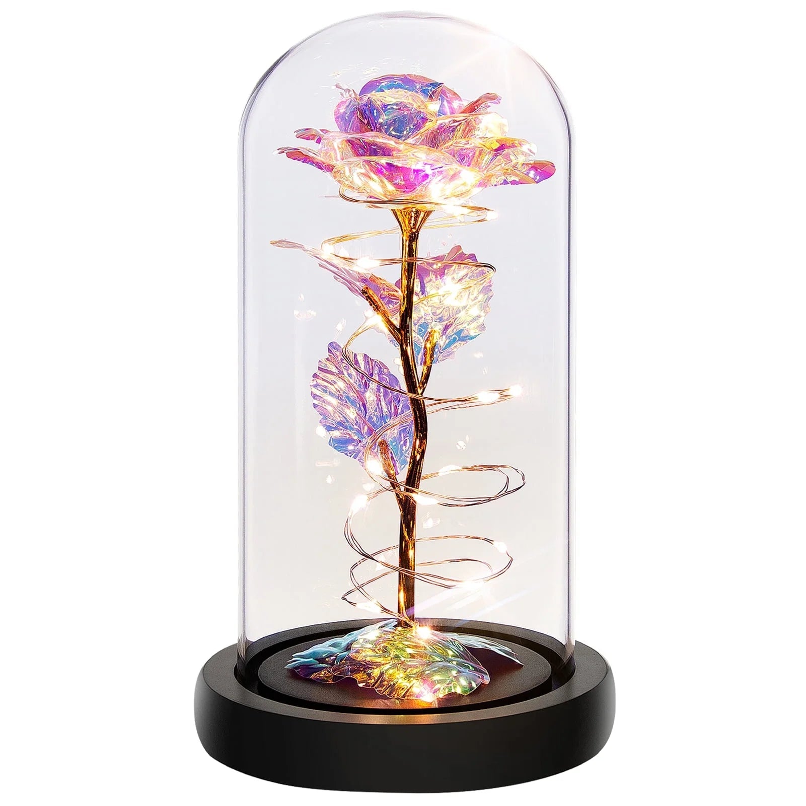 Roses Gifts for Women, Mom Birthday Gifts, Colorful Artificial Flower Rose Light Gift in a Glass Dome, Gifts for Daughter Women Mom Rose Gifts for Mothers Day, Valentines Day, Anniversary - thewrightstore
