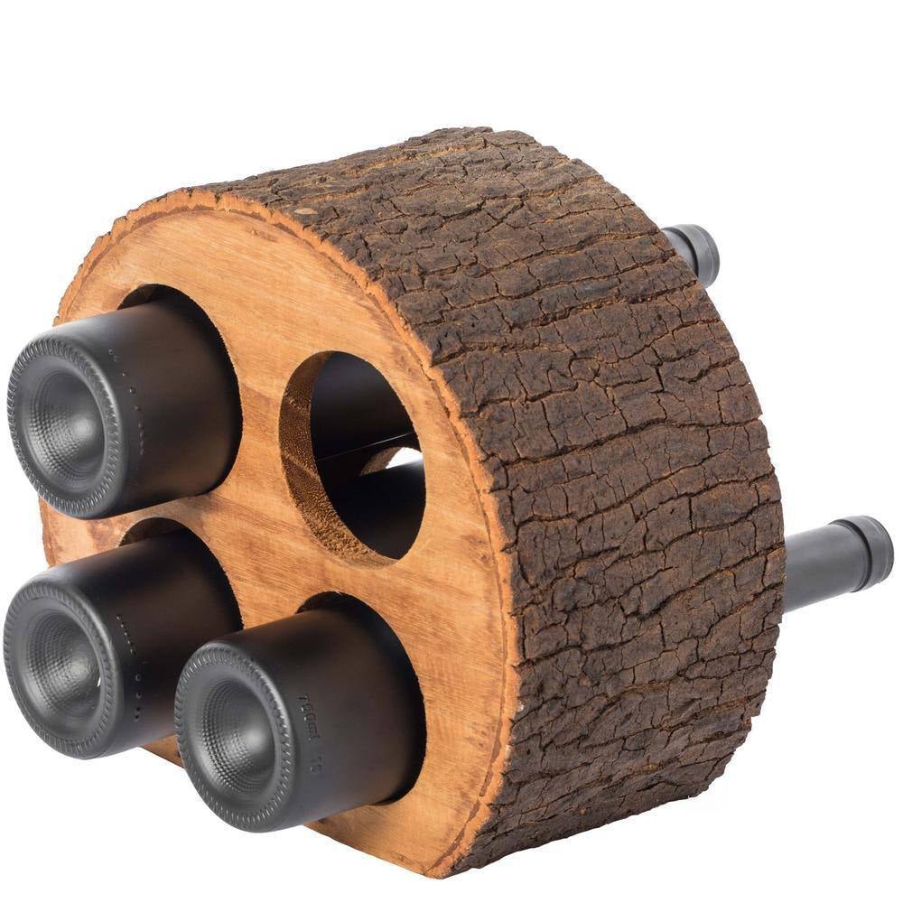 Round Wood Log Style with Bark 4 - Bottle Countertop Wine Rack Holder - thewrightstore