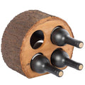 Round Wood Log Style with Bark 4 - Bottle Countertop Wine Rack Holder - thewrightstore