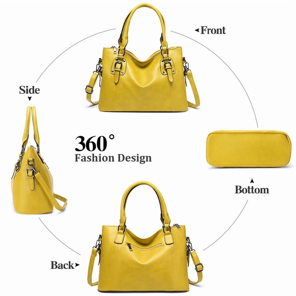 Satchel Handbag for Women with Shoulder Strap Medium Top Handle Purse Crossbody Bag Soft Leather Work Tote - thewrightstore