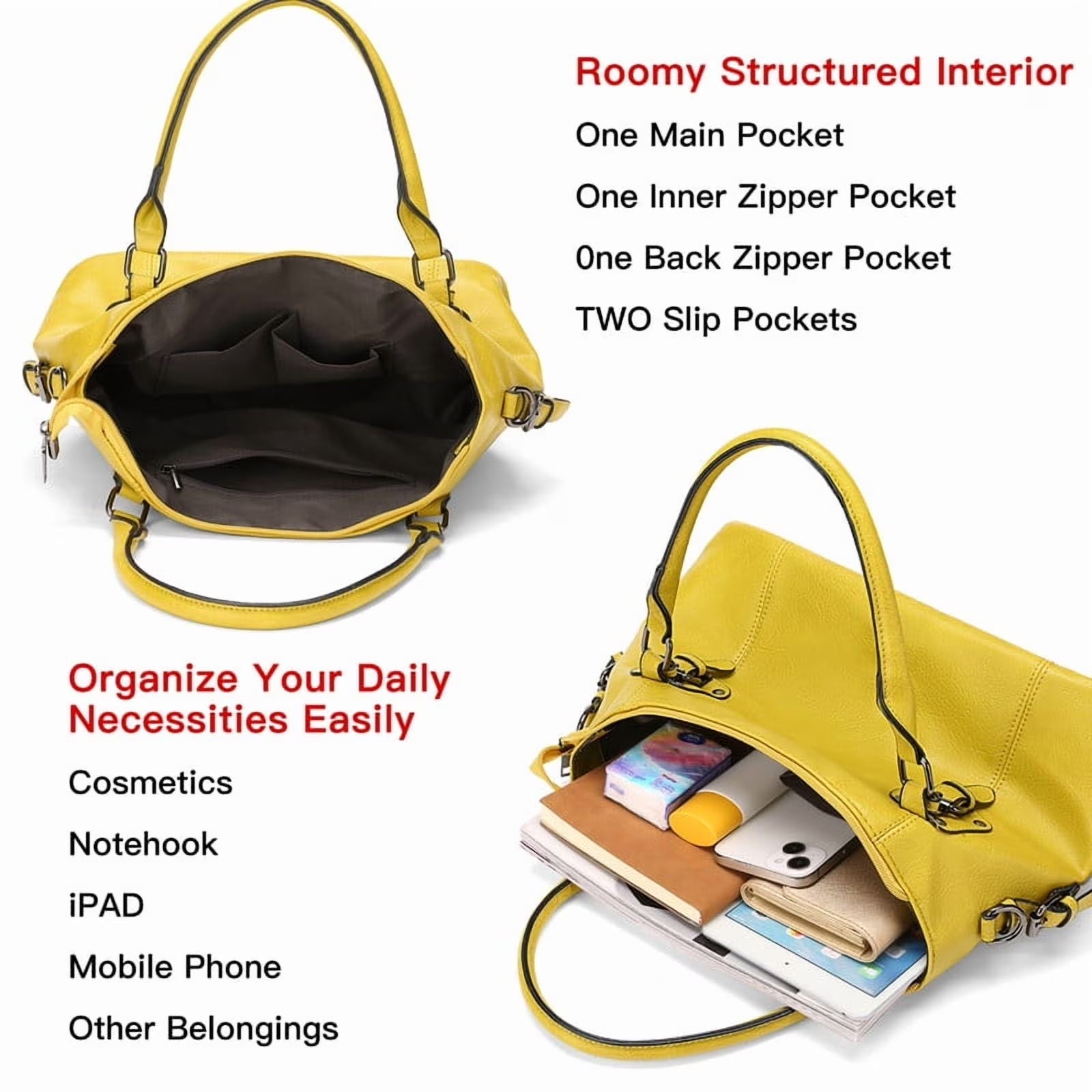Satchel Handbag for Women with Shoulder Strap Medium Top Handle Purse Crossbody Bag Soft Leather Work Tote - thewrightstore