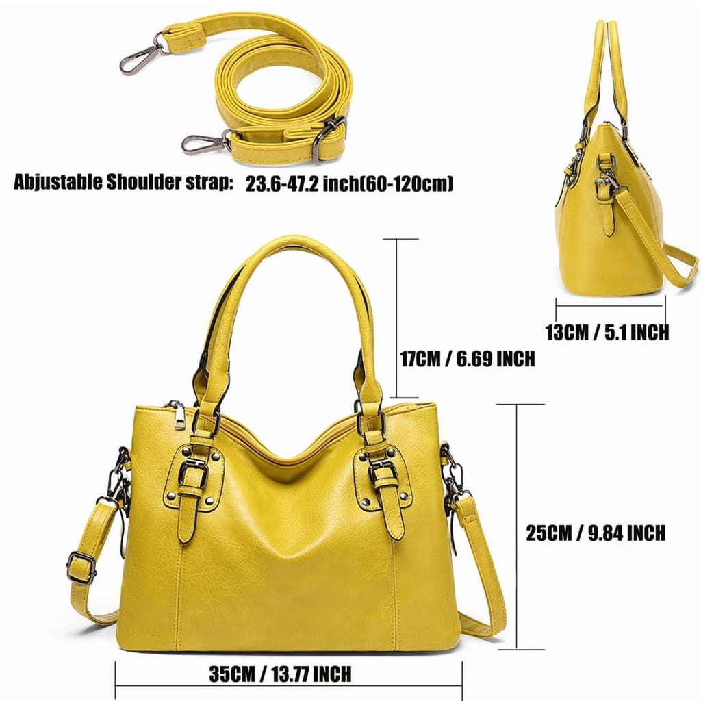 Satchel Handbag for Women with Shoulder Strap Medium Top Handle Purse Crossbody Bag Soft Leather Work Tote - thewrightstore