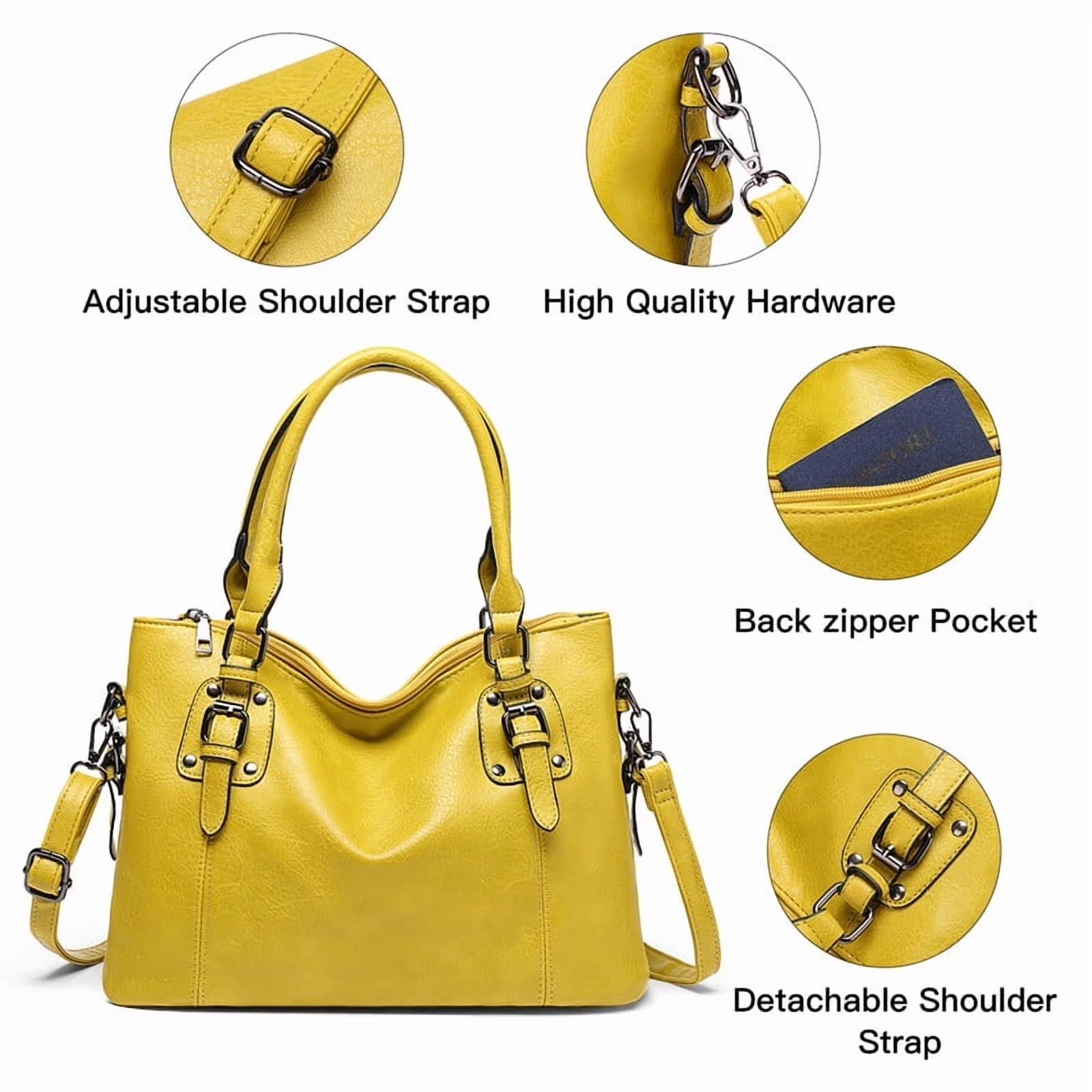 Satchel Handbag for Women with Shoulder Strap Medium Top Handle Purse Crossbody Bag Soft Leather Work Tote - thewrightstore