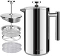 Secura 50oz (1.5L) French Press Coffee Maker - Insulated 304 Stainless Steel with 2 Extra Screens, Silver - thewrightstore