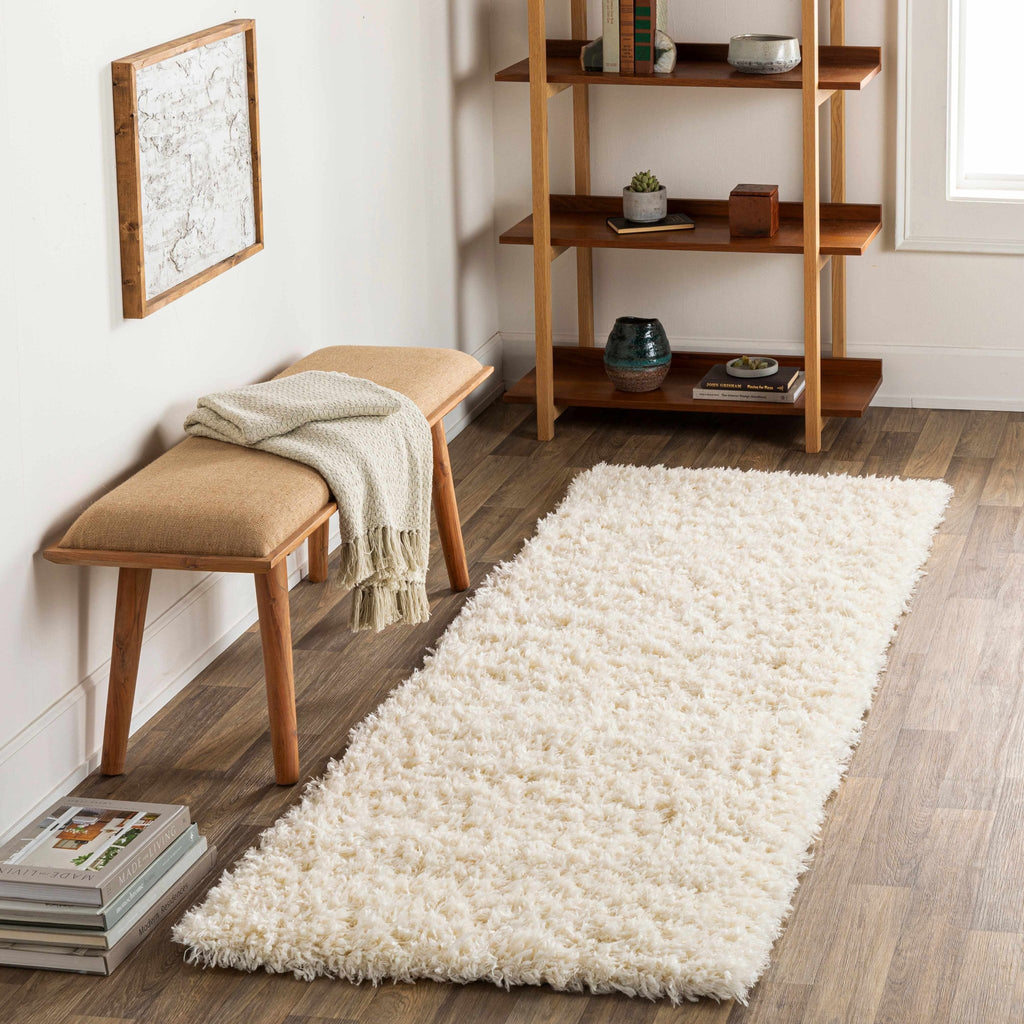 Siari Solid Cream Plush Rug - thewrightstore