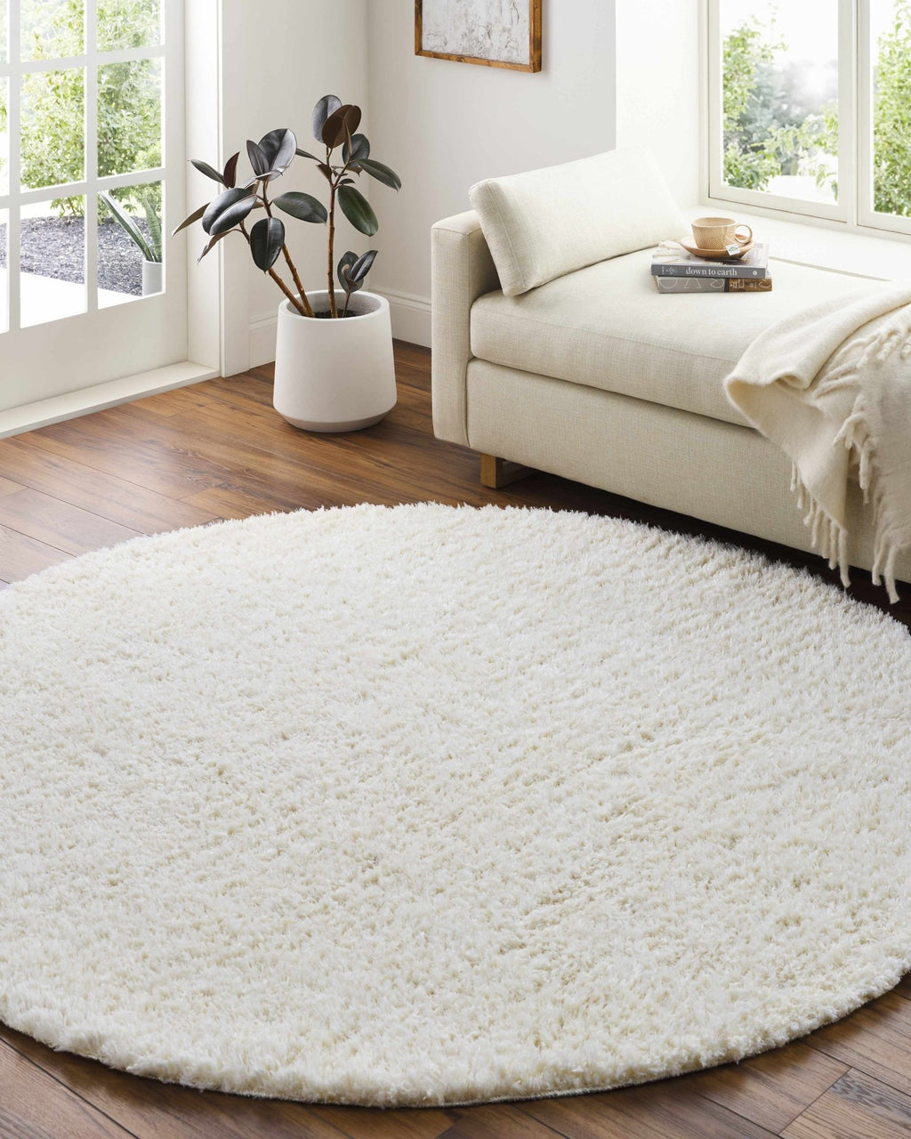 Siari Solid Cream Plush Rug - thewrightstore