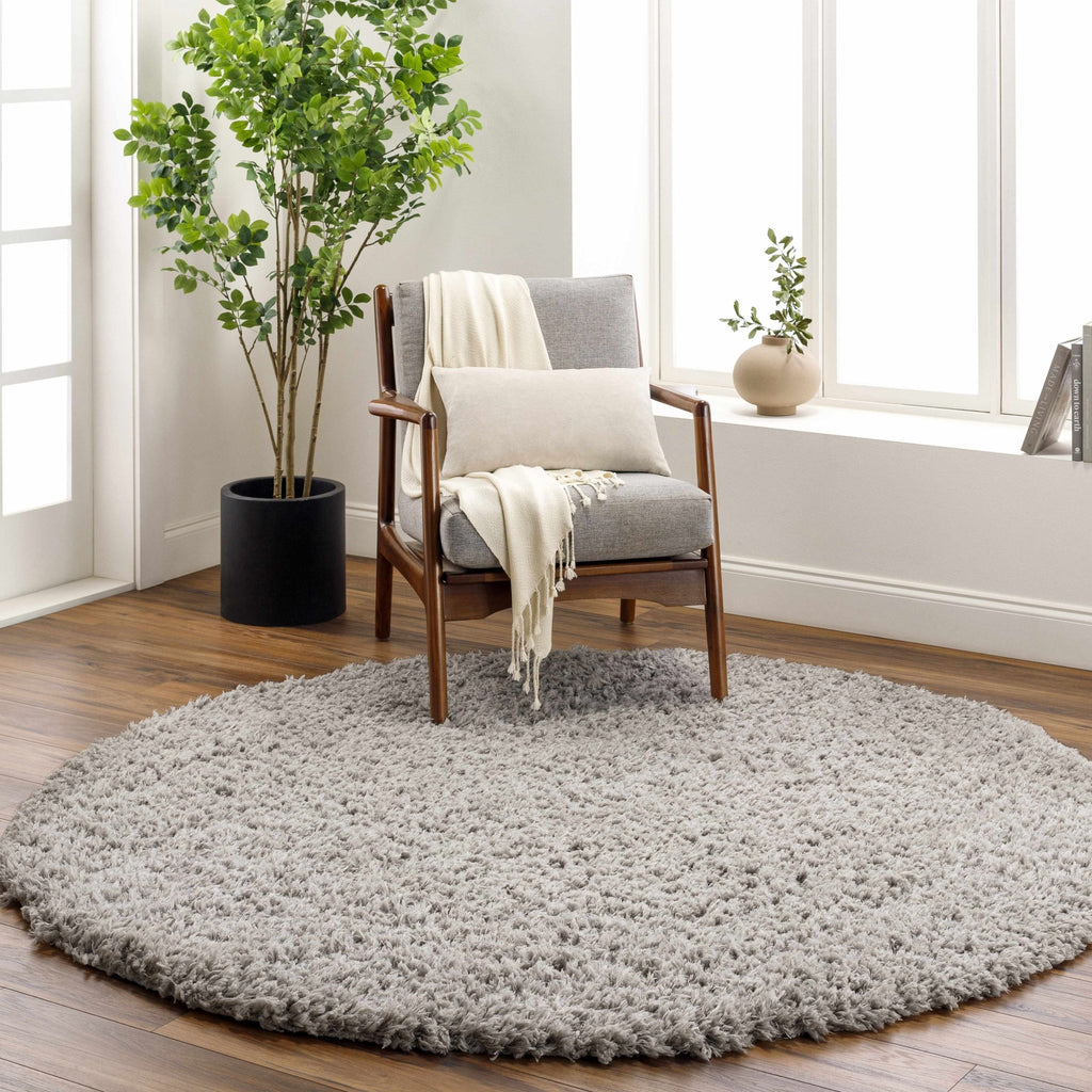 Siari Solid Medium Gray Shag Rug - thewrightstore