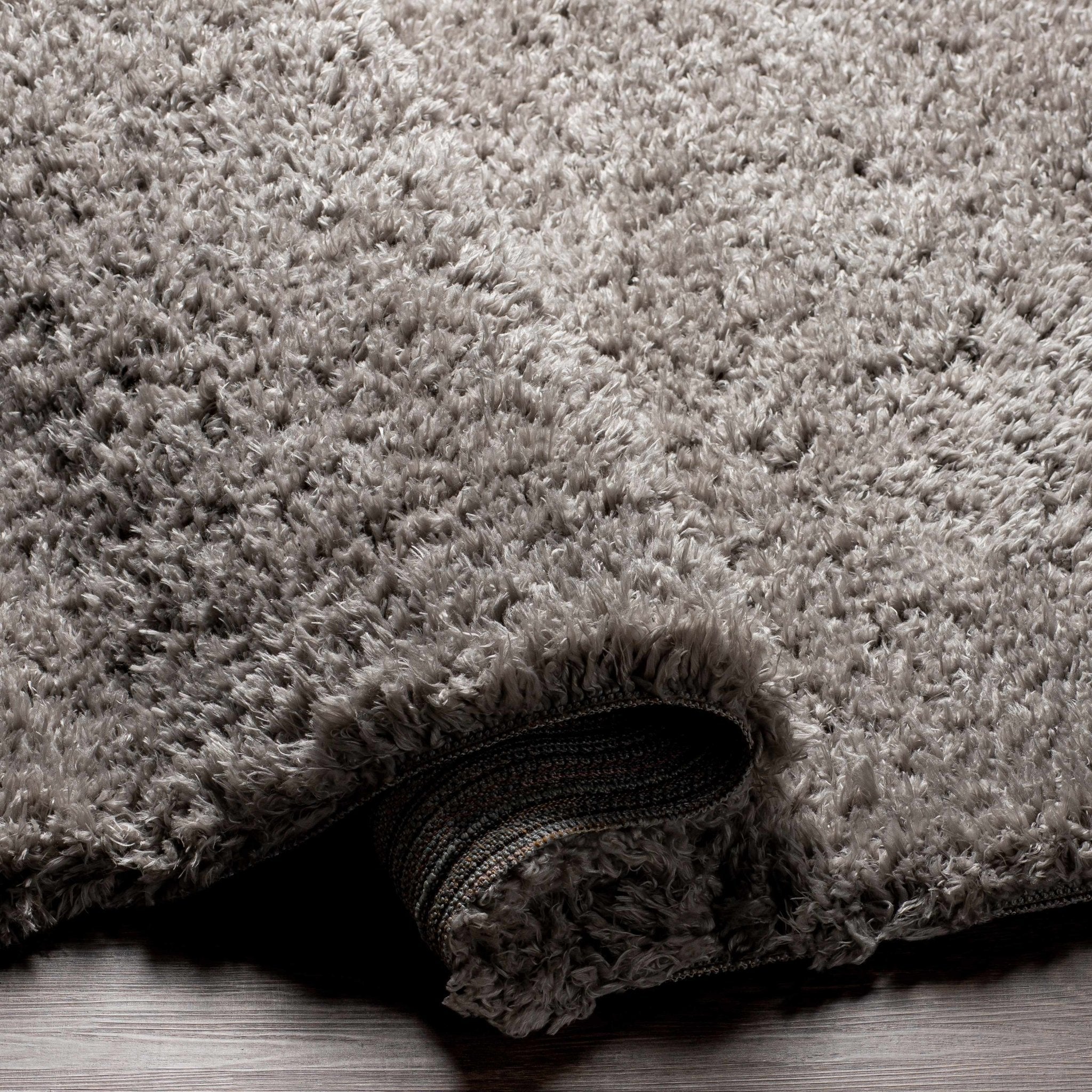 Siari Solid Medium Gray Shag Rug - thewrightstore