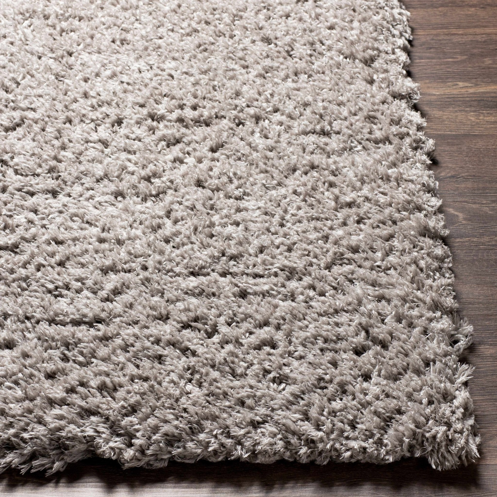 Siari Solid Medium Gray Shag Rug - thewrightstore