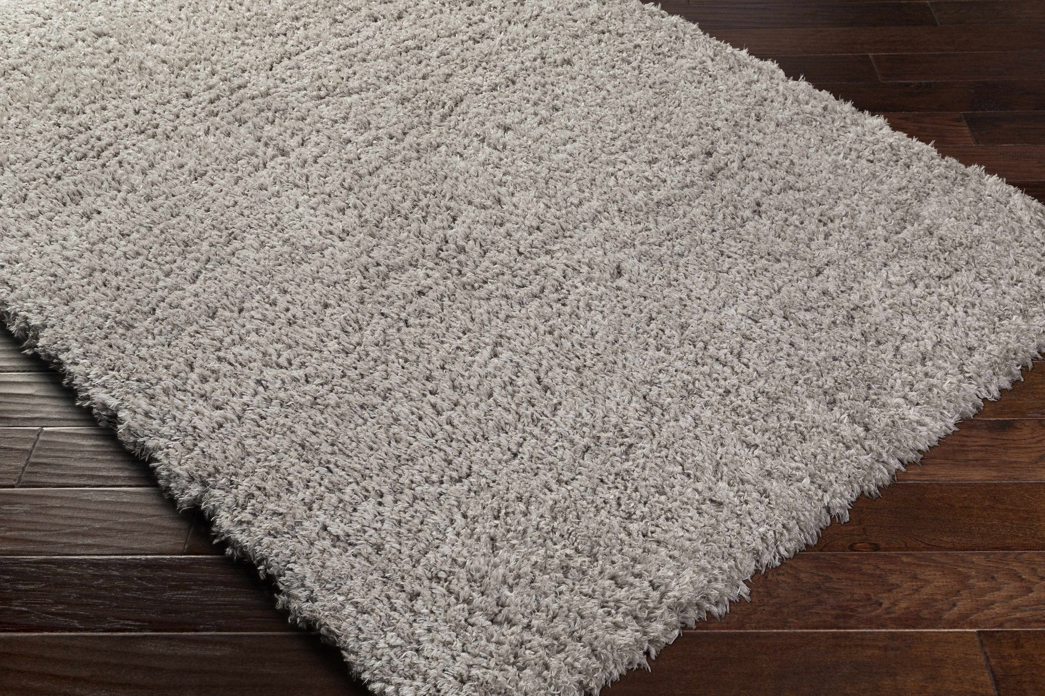 Siari Solid Medium Gray Shag Rug - thewrightstore