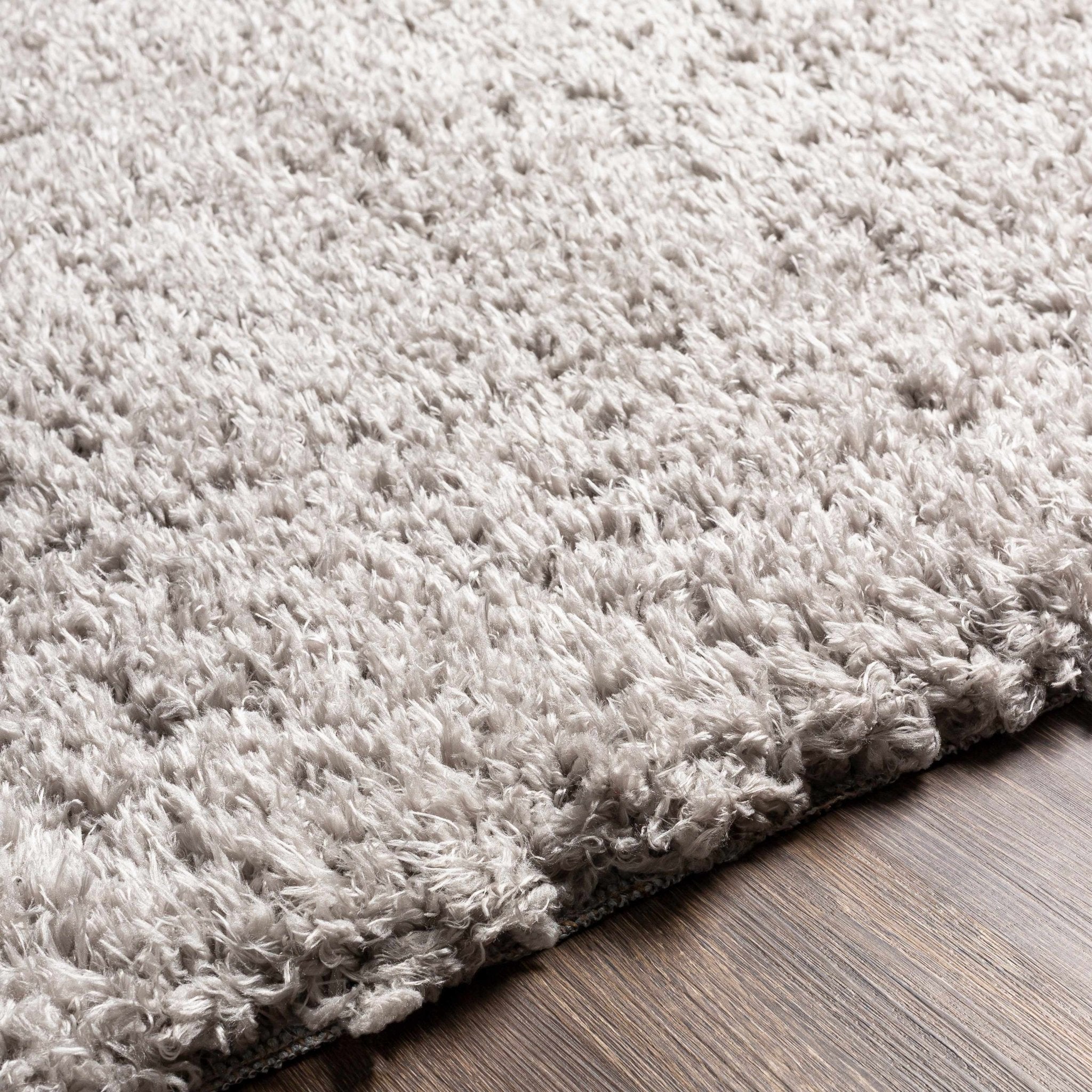 Siari Solid Medium Gray Shag Rug - thewrightstore