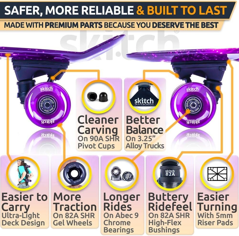 Skateboards for Kids, Teens and Adults | Premium Skateboard Gift Set for Beginners and Pros Complete with Mini Cruiser Board + Skateboard Backpack + Video Course + Speed Control + Skate Tool - thewrightstore
