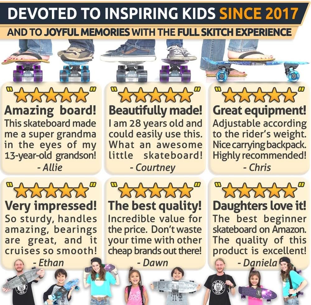 Skateboards for Kids, Teens and Adults | Premium Skateboard Gift Set for Beginners and Pros Complete with Mini Cruiser Board + Skateboard Backpack + Video Course + Speed Control + Skate Tool - thewrightstore