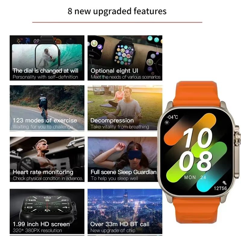 Smart Watch Bluetooth Talk Smartwatch Message Alert Heart Rate Monitor Sports Watch for Android IOS Men Women - thewrightstore