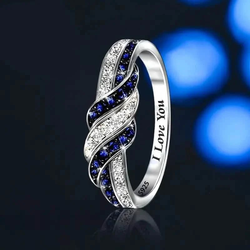 Sparkling Blue Cubic Zirconia Infinity Love Ring – 925 Sterling Silver - thewrightstore