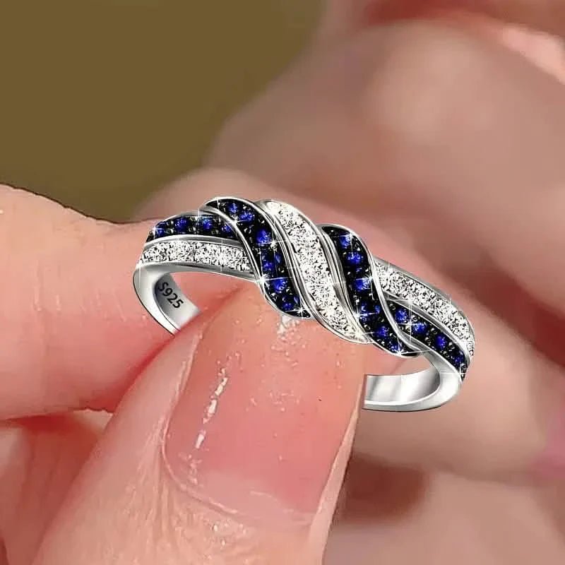 Sparkling Blue Cubic Zirconia Infinity Love Ring – 925 Sterling Silver - thewrightstore