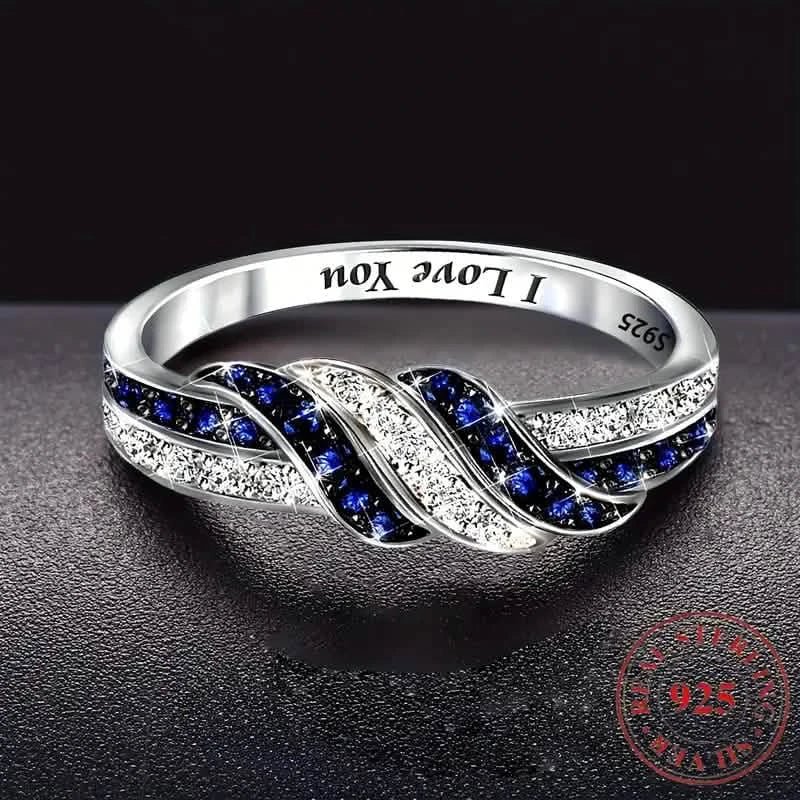 Sparkling Blue Cubic Zirconia Infinity Love Ring – 925 Sterling Silver - thewrightstore