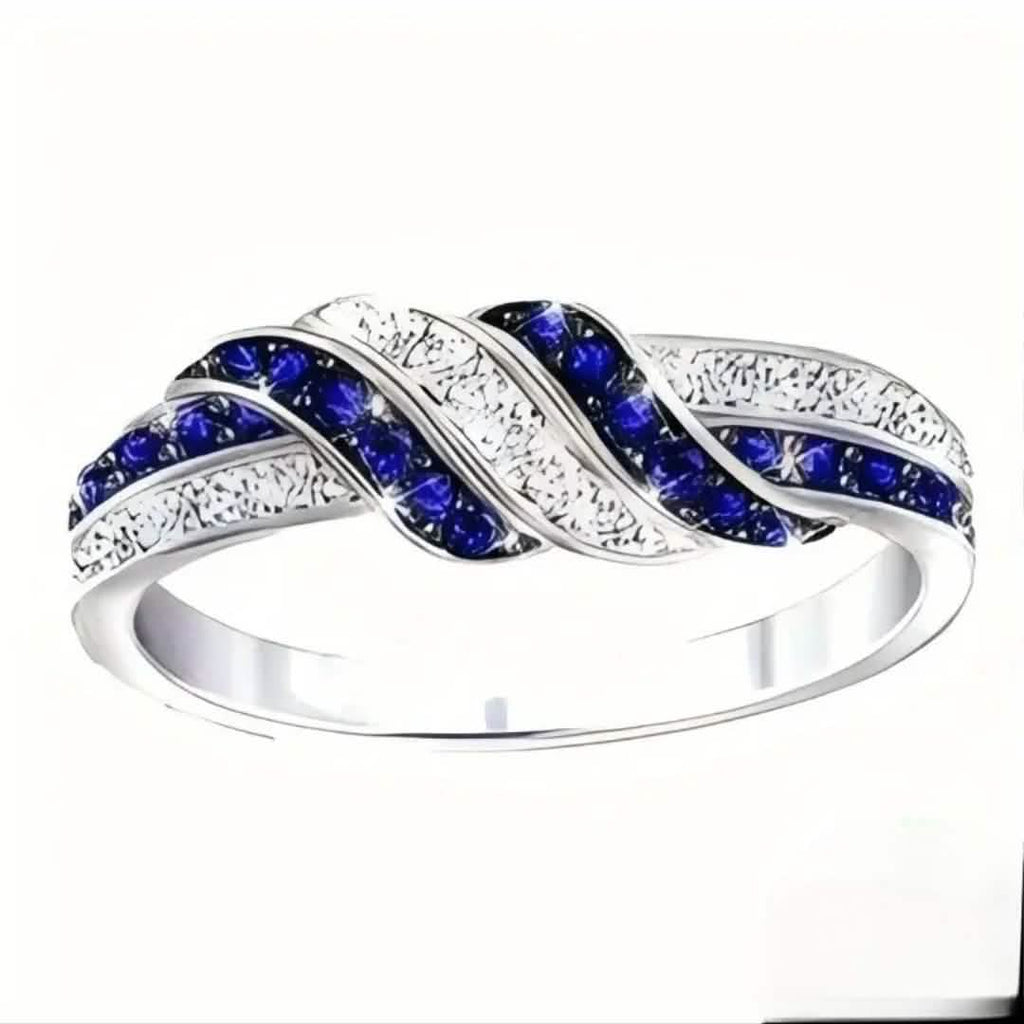 Sparkling Blue Cubic Zirconia Infinity Love Ring – 925 Sterling Silver - thewrightstore