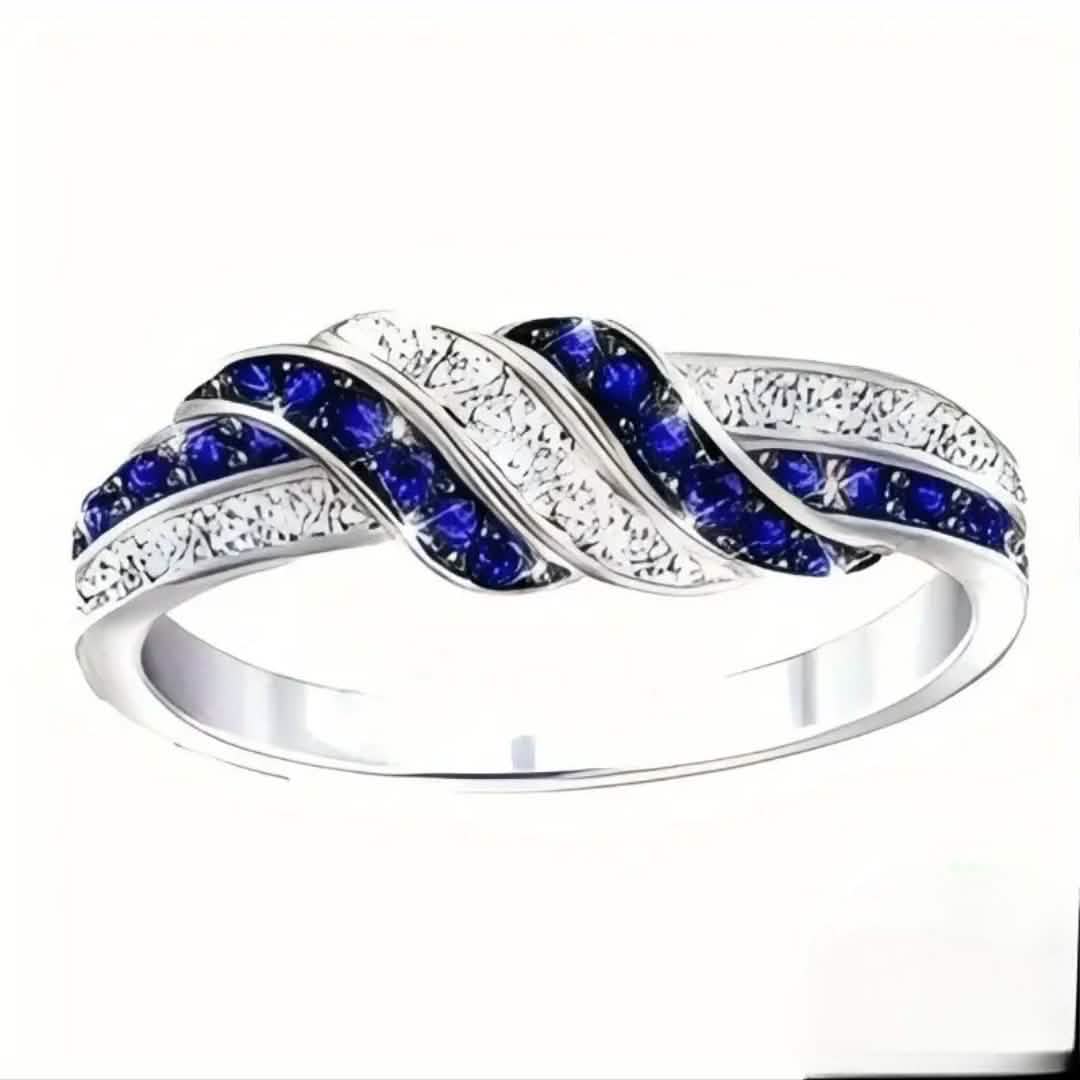 Sparkling Blue Cubic Zirconia Infinity Love Ring – 925 Sterling Silver - thewrightstore