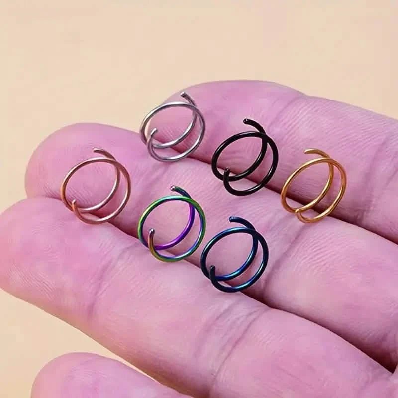 Stainless Steel Double Helix Nose Ring – 14K Gold Plated Hot Style Piercing Jewelry for Women - thewrightstore