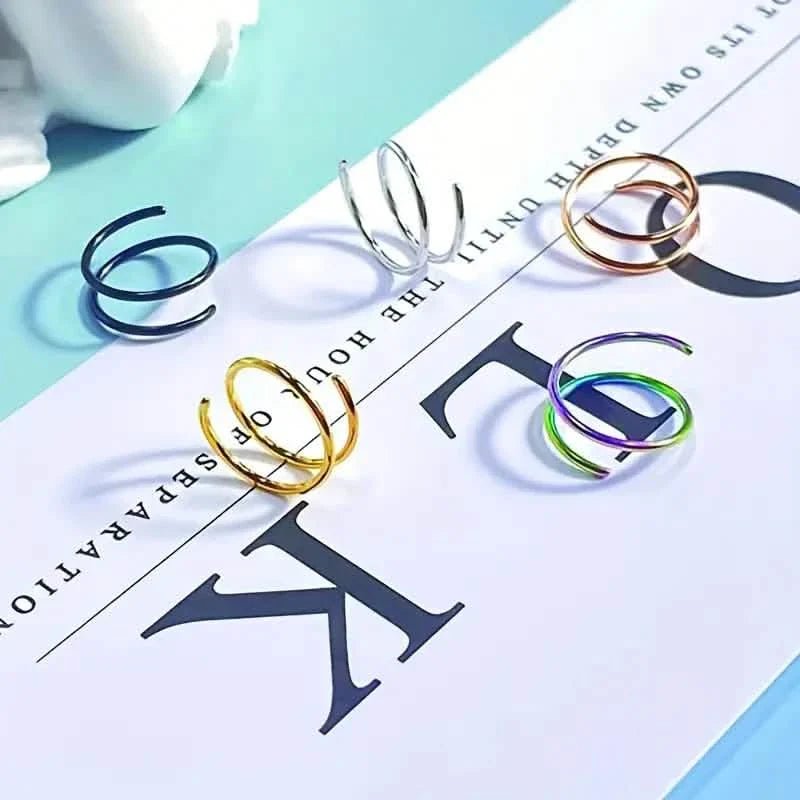 Stainless Steel Double Helix Nose Ring – 14K Gold Plated Hot Style Piercing Jewelry for Women - thewrightstore