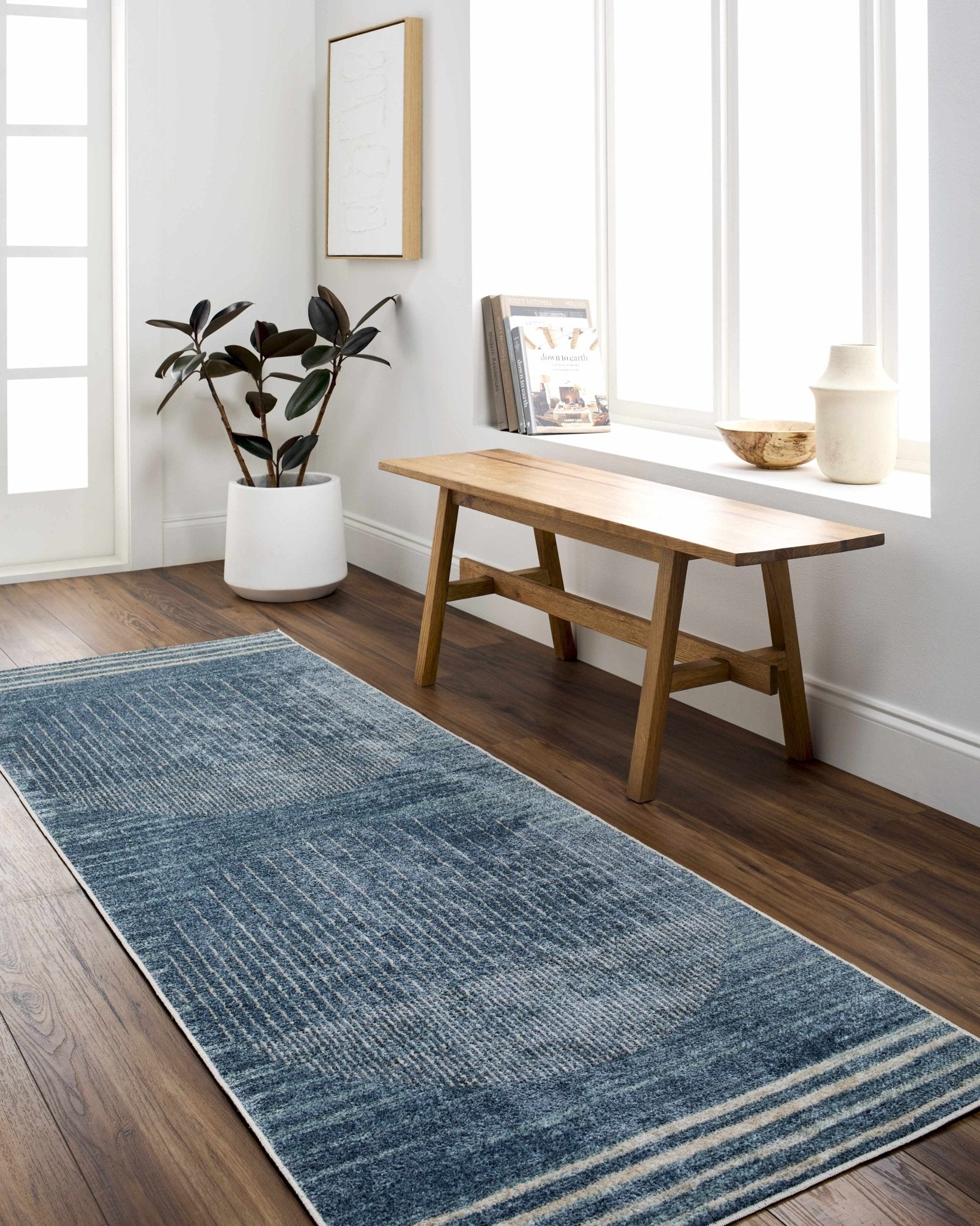 Thad Blue Washable Area Rug - Clearance - thewrightstore