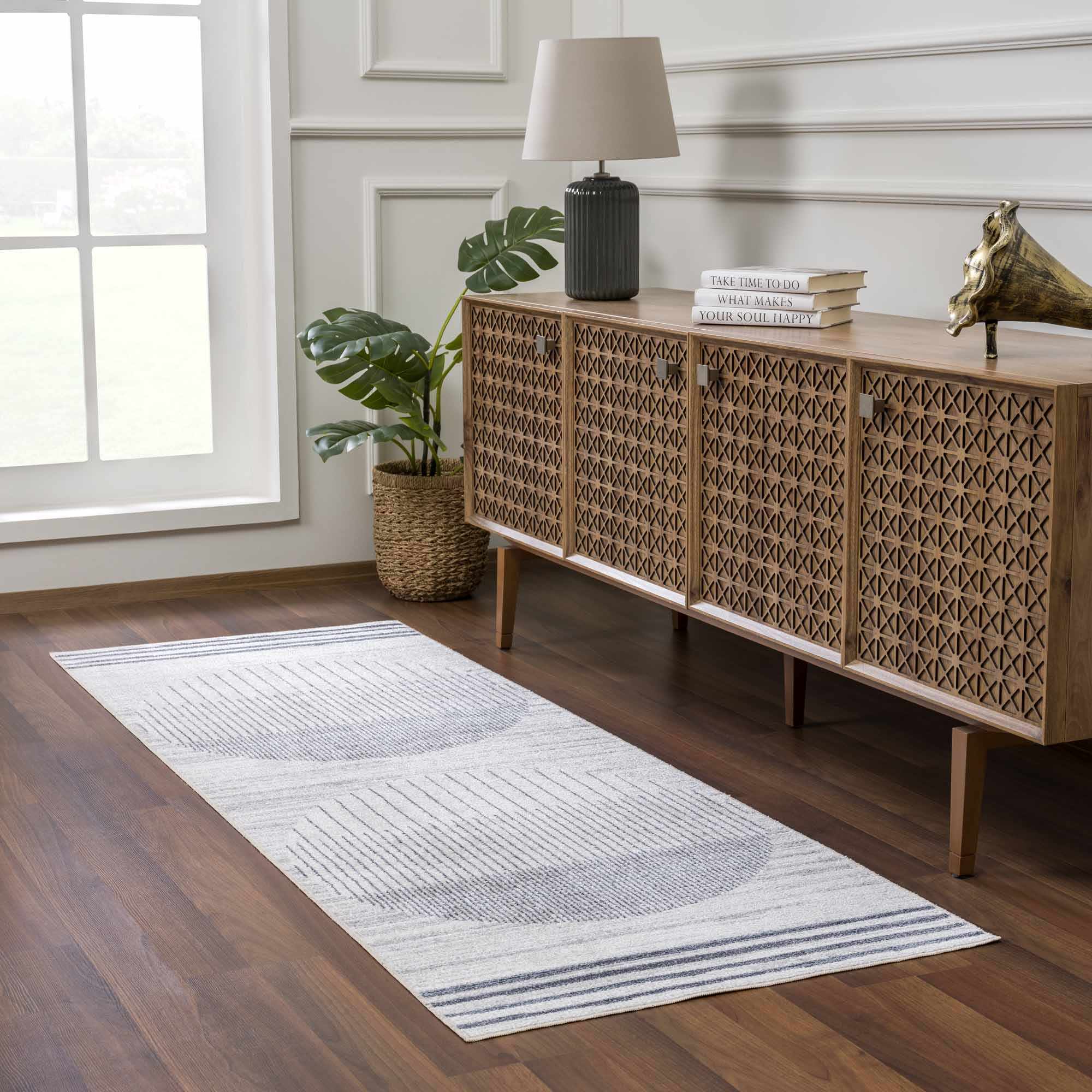 Thad Medium Gray Washable Area Rug - thewrightstore