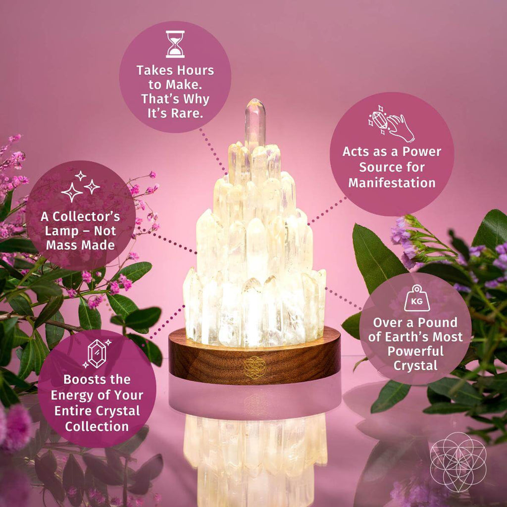 The Clear Quartz Manifestation Tower Lamp - thewrightstore