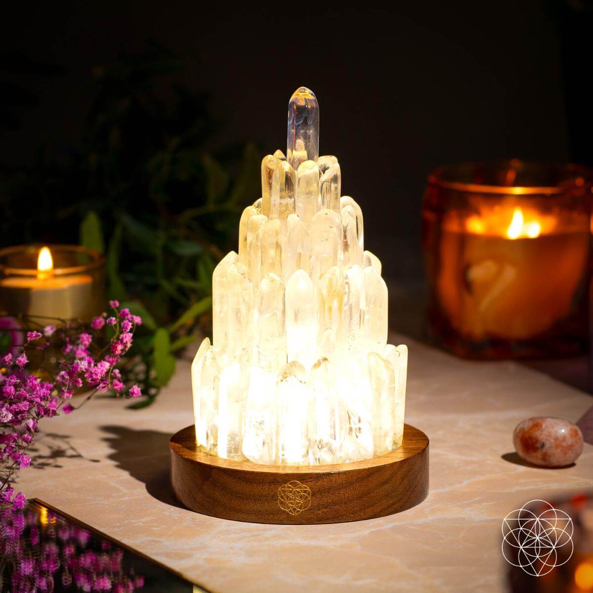 The Clear Quartz Manifestation Tower Lamp - thewrightstore